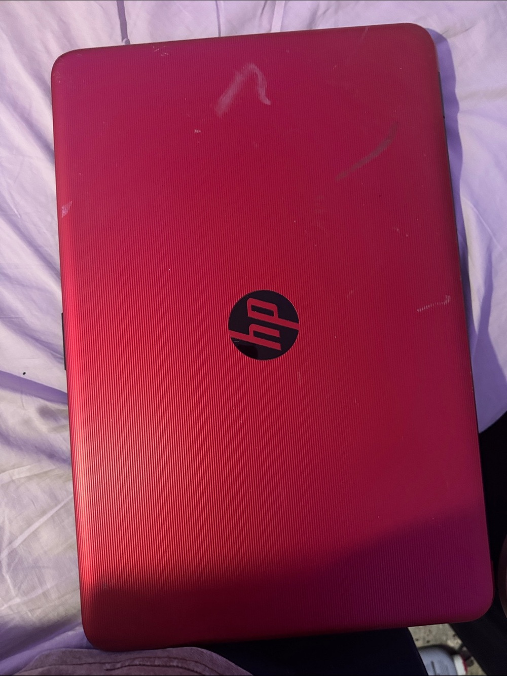 HP Red Textured Laptop with Black Logo